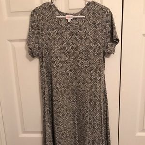 LuLaRoe Carl dress, size medium, grey print